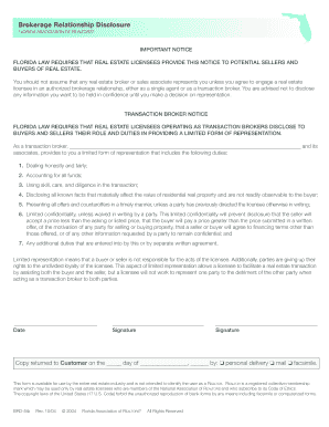 Florida Transaction Broker Disclosure Form