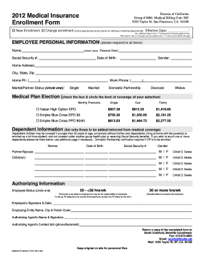 2012 Medical Enrollment Form