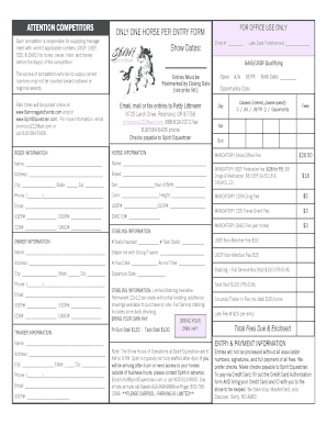 Equestrian Competition Entry Form