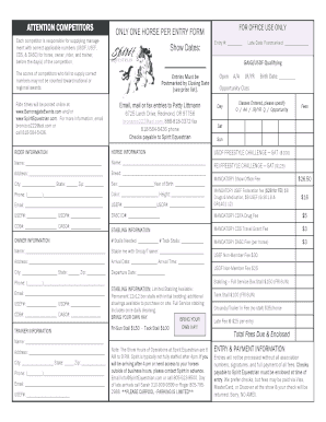 Equestrian Competition Entry Form