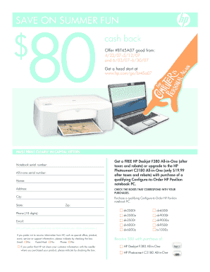 HP Save On Summer Fun Rebate Form