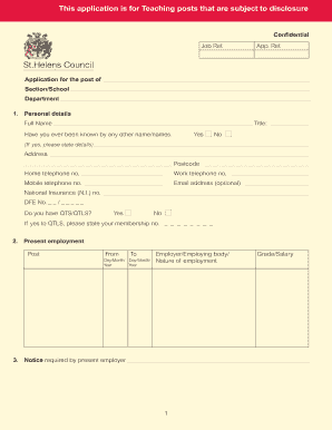 Application for Teaching Post