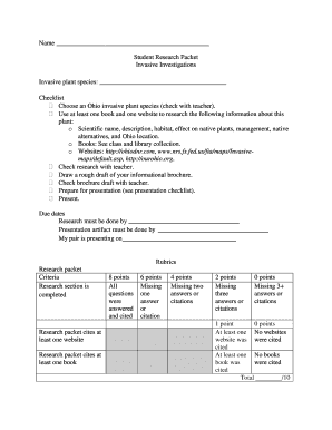Student Research Packet on Invasive Plants