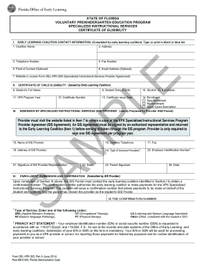 Florida VPK Specialized Instructional Services Certificate