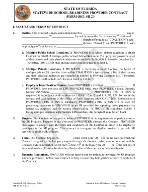 Statewide School Readiness Provider Contract