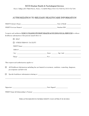 Authorization to Release Healthcare Information