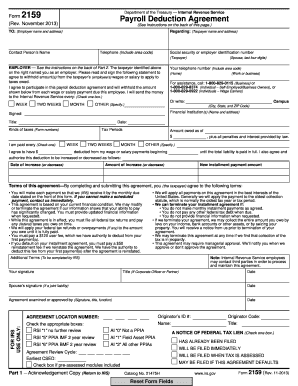IRS Form 2159 Payroll Deduction Agreement