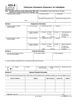 IRS Form 433-A Collection Information Statement