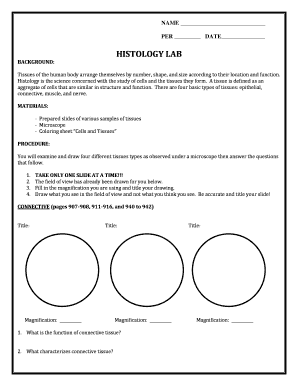 Histology Lab Worksheet