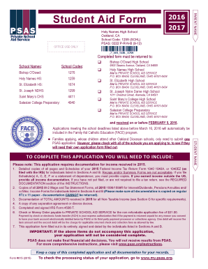 Student Aid Form 2016