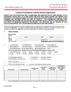Lawyers Professional Liability Renewal Application