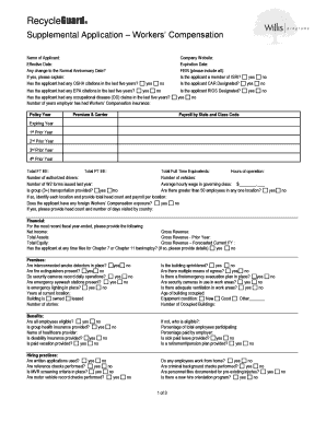 RecycleGuard Supplemental Application – Workers’ Compensation