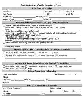 Virginia Infant & Toddler Connection Referral Form