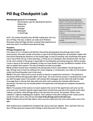 Pill Bug Checkpoint Lab Worksheet