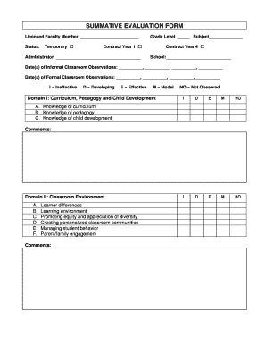 Summative Evaluation Form for Licensed Faculty