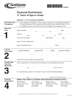 Wisconsin Personal Enrichment Form