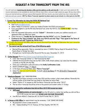 IRS Tax Return Transcript Request