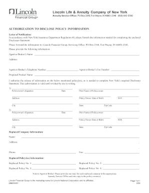 New York Authorization to Disclose Policy Information