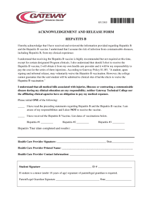 Hepatitis B Vaccine Waiver Form