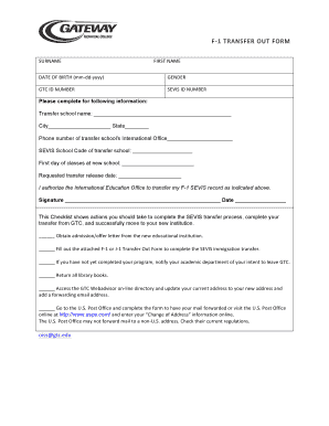 F-1 Transfer Out Form