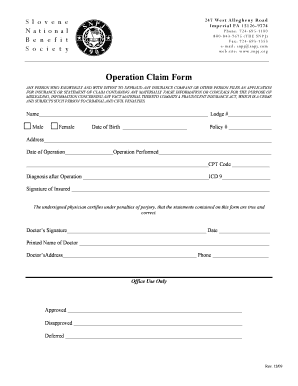 Operation Claim Form