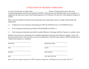 Attestation of Training Completion