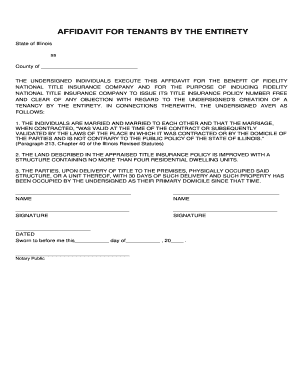 Affidavit for Tenants by the Entirety