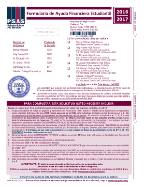 Formulario de Ayuda Financiera Estudiantil 2016