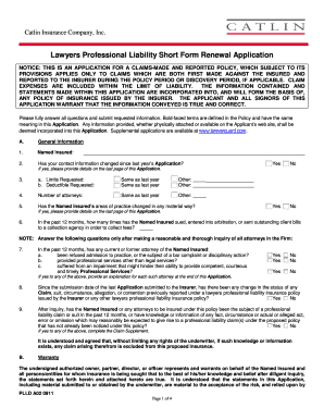 Lawyers Professional Liability Short Form Renewal Application