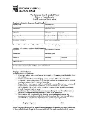 Episcopal Church Medical Trust Waiver of Health Benefits