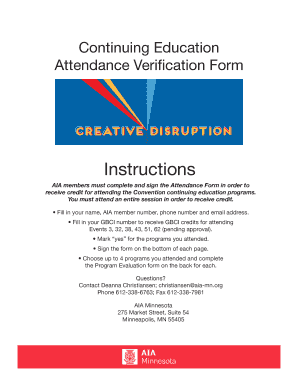 AIA Continuing Education Attendance Verification Form