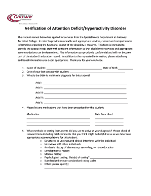 ADHD Verification Form