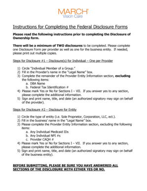 Disclosure of Ownership and Control Interest Statement