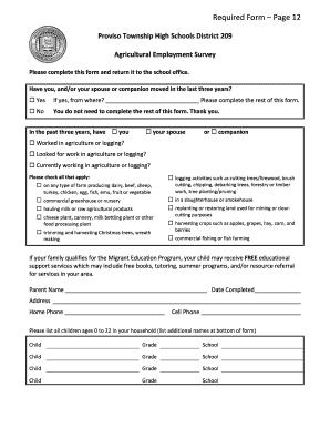 Agricultural Employment Survey Form