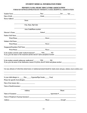 Student Medical Information Form