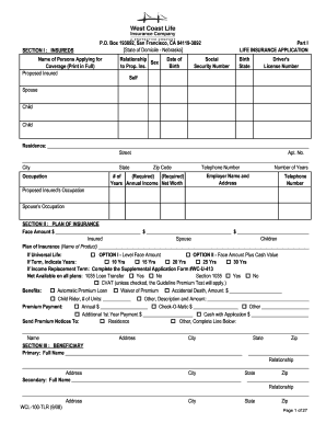 California Life Insurance Application