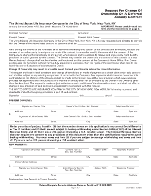 Request for Change of Ownership on Deferred Annuity Contract