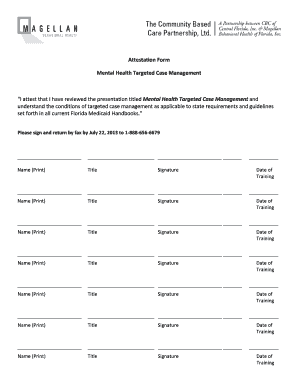 Mental Health Targeted Case Management Attestation Form