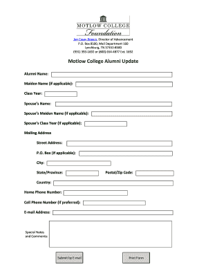 Motlow College Alumni Update Form