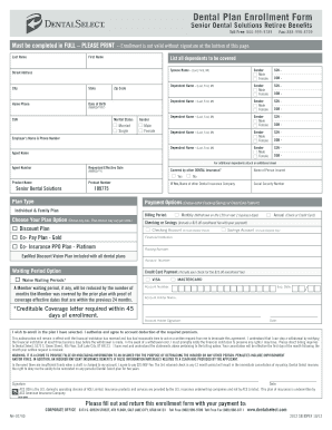 Senior Dental Solutions Enrollment Form