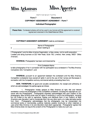 Form 7 Document 2 COPYRIGHT ASSIGNMENT AGREEMENT Form 7 - missarkansas