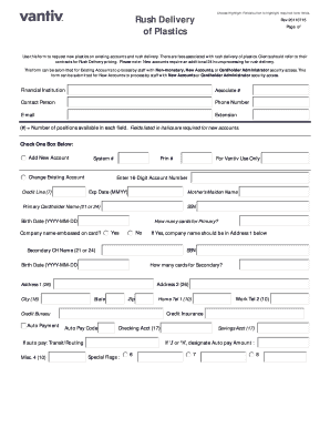 Rush Delivery Request Form for Plastics