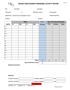 Hourly Non-Exempt Personnel Activity Report