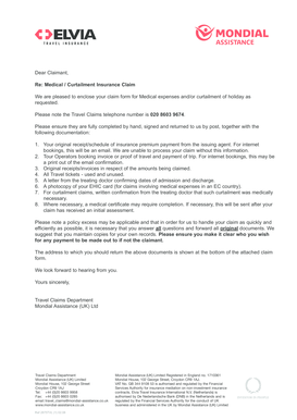 Medical and Curtailment Insurance Claim Form