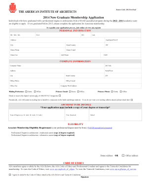 2014 New Graduate Membership Application