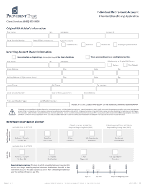Inherited IRA Beneficiary Application