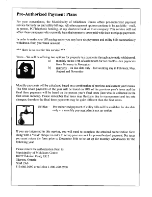 Municipality of Middlesex Centre Pre-Authorized Payment Plan