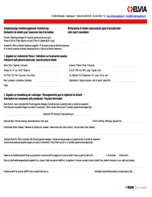 Schadenanzeige Annullierungskosten-Versicherung