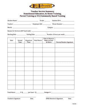 Teacher Service Summary Form