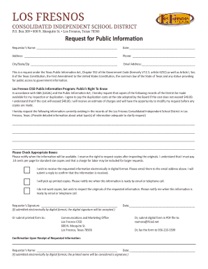 Texas Public Information Request Form